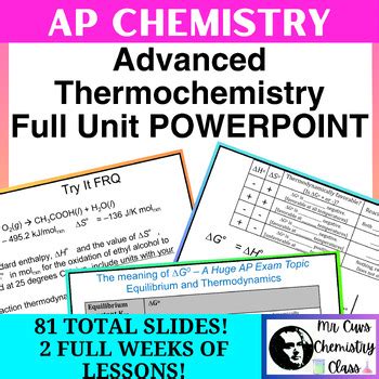 Advanced Placement Ap Chemistry Advanced Thermochemistry Full Unit