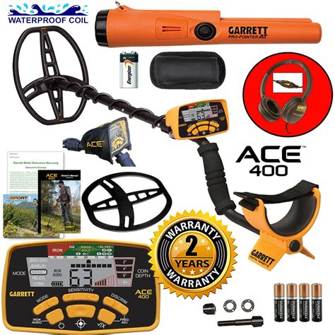 Garrett Ace 400 Metal Detector With Dd Waterproof Search Coil And Pro