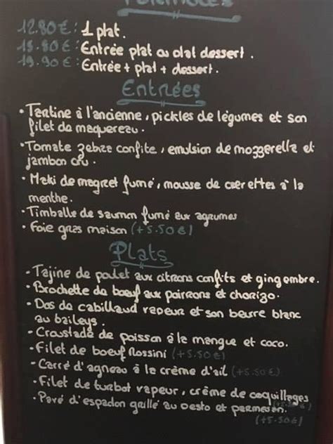 Menu au La Parenthèse restaurant Les Sorinières 44 Rue Georges Clemenceau