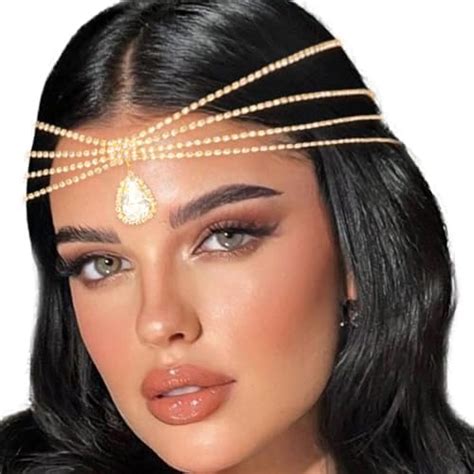 Yaeism Rhinestone Head Chain 1920s Gold Headpiece Boho