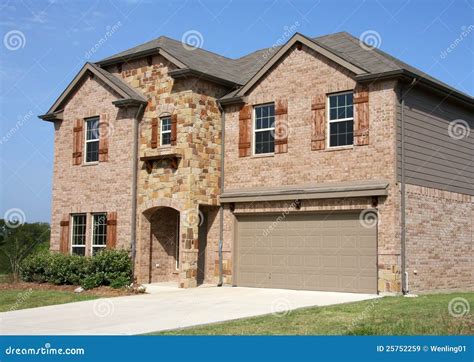 A New Two Floors Brick House In Suburban Stock Image Cartoondealer