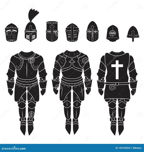 Medieval Knights Armor Vector Set Medieval Armor Icons Set Vector