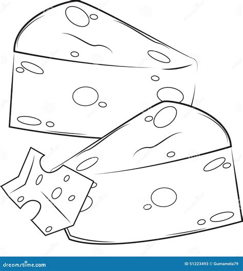 Pagina Di Coloritura Del Formaggio Illustrazione Di Stock