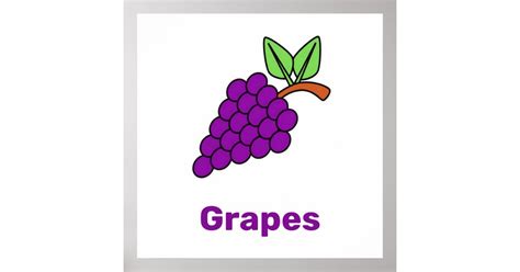 Purple Grapes With Words Poster