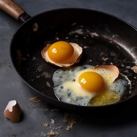 Premium Ai Image Two Eggs In A Pan With A Spoon And A Spoon
