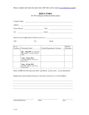 Fillable Online Polyu Edu Reply Form Polyu Edu Fax Email Print