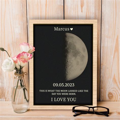 Custom Moon Phase Print Frame Personalized Moon Phase Frame Mothers