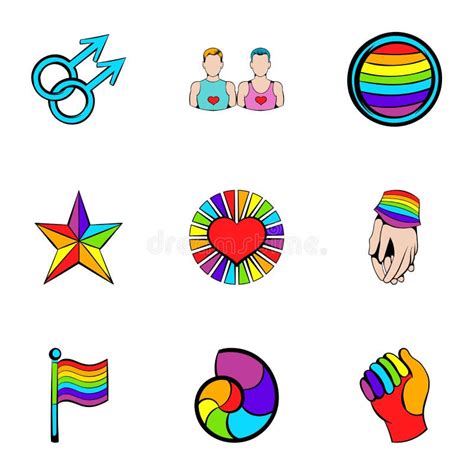 Unisexual Relation Icons Set Cartoon Style Stock Vector Illustration