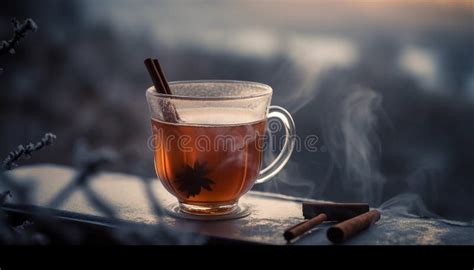 Hot Drink Steams On Rustic Wooden Table Generated By AI Stock Illustration Illustration Of