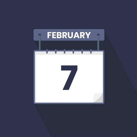 7th February Calendar Icon February 7 Calendar Date Month Icon Vector