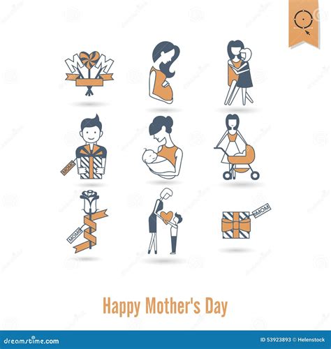 Buona Festa Della Mamma Icone Illustrazione Vettoriale Illustrazione