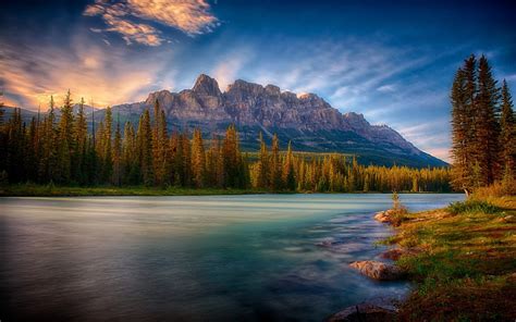 Wallpaper Sunlight Landscape Forest Hill Lake Water Nature