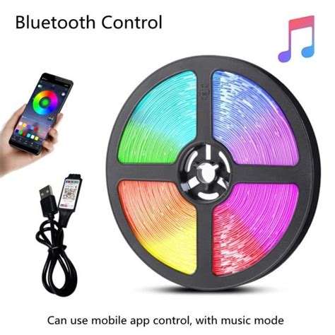 BANDE LED Bluetooth Control WS2812B 2m Bande Lumineuse LED RGB 5050