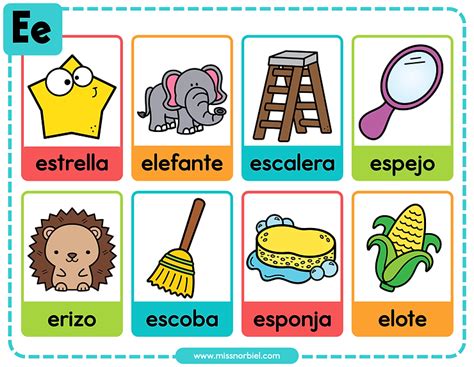 Palabras con e para niños Preescolar material didactico Actividades