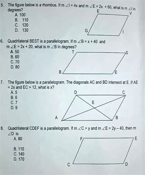 SOLVED The Figure Below Is A Rhombus Ifm Zl 4x And M ZE 2x 60