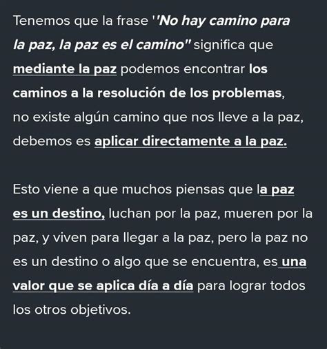 ¿que Concepto De Paz Se Refleja En La Frase No Hay Caminos Para La