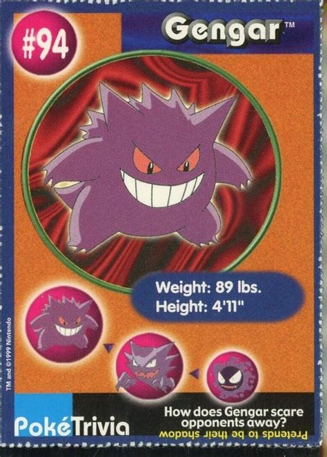 Gengar 1999 Burger King #94 Perforated Base Price Guide - Sports Card ...