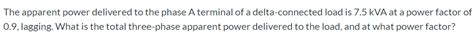 Solved The Apparent Power Delivered To The Phase A Terminal