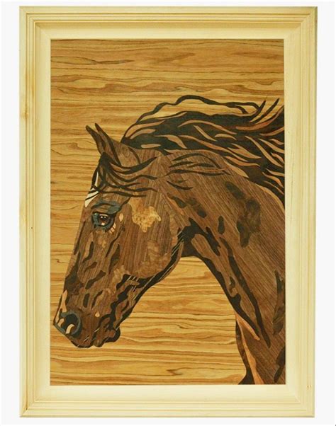 A Painting Of A Brown Horse With Black Manes On Its Head In A Wooden