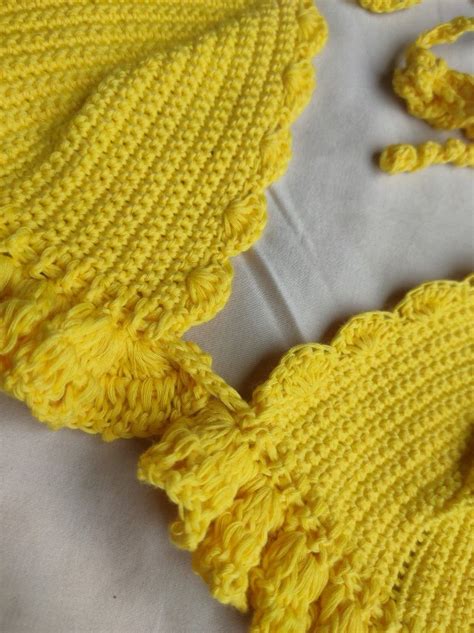 Handmade Crochet Ruffle Bikini Top On Carousell