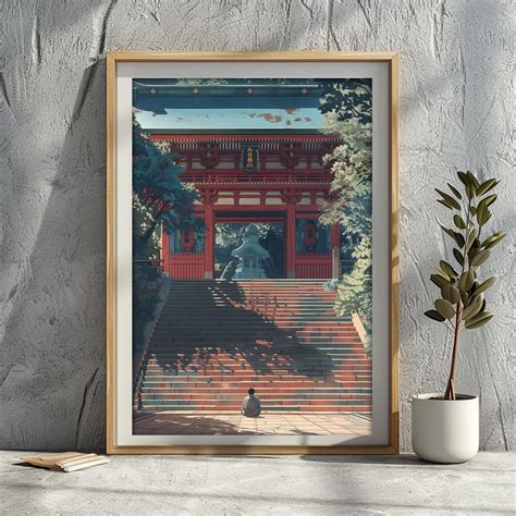 Monk At Shinto Shrine Wall Art Japanese Wall Art Print Kawase Hasui