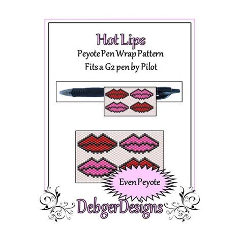 Bead Pattern Peyote Pen Wrap Cover Hot Lips Etsy