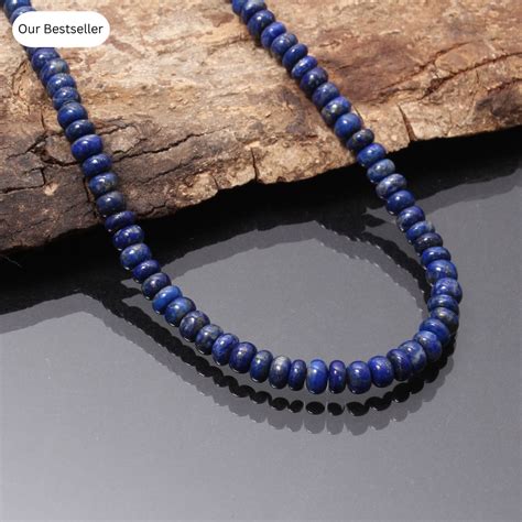 Genuine Dark Blue Lapis Lazuli Beaded Necklace 5 5mm 6mm Smooth Rondell