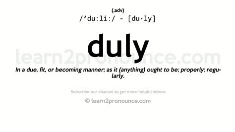 Pronunciation of Duly | Definition of Duly - YouTube