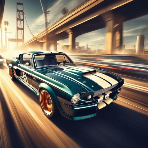 Premium AI Image Retro V8 Ford Mustang GT Shelby Eleanor Vector