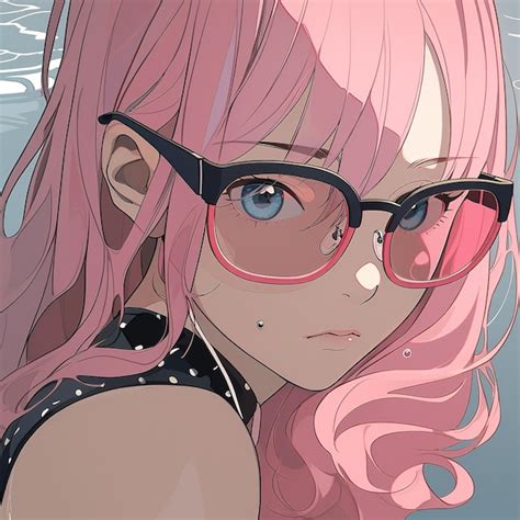 Premium Photo A Girl With Pink Hair And Glasses That Say Hello Kitty