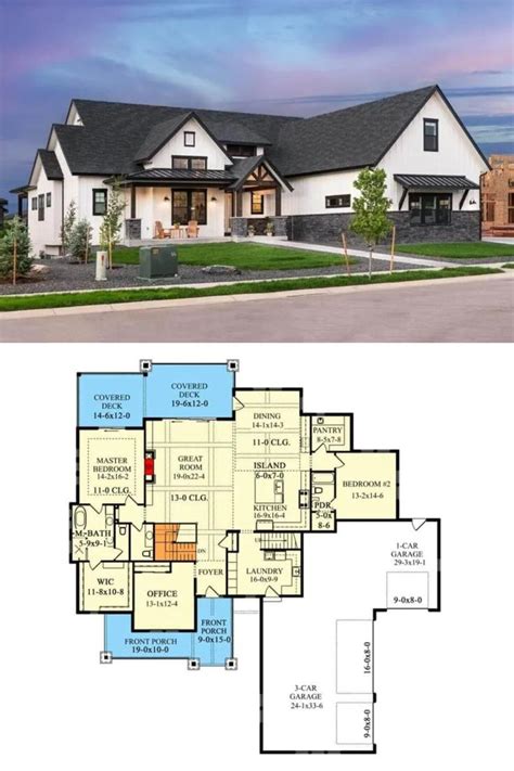 2 500 Sq Ft Single Story New American House Plan For A Sloping Lot With