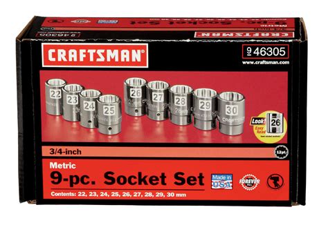 Craftsman Professional Use 9 Pc Metric Easy To Read Socket Accessory