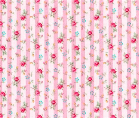 Pink Floral Stripe Cotton Fabric By The Yard Etsy