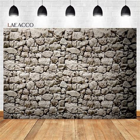 Laeacco Gray Stone Wall Backdrop Vintage Rustic Countryside Grunge