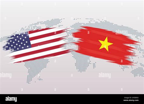 Vietnam Vs Usa America Flag On World Map Stock Vector Images Alamy