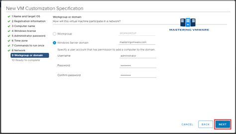 Create VM Customization Specification Mastering VMware