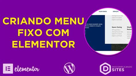 Como Criar MENU FIXO No Elementor Wordpress Descomplicando Sites