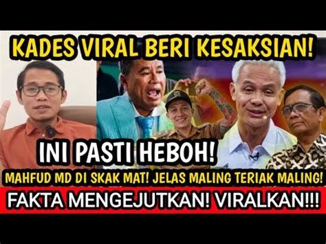 Mahfud Md Malu Gak Kesaksian Kepala Desa Viral Kades Diopersi Untuk