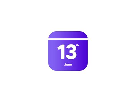 Premium Vector 13th June Calendar Date Month Icon With Gradient Color