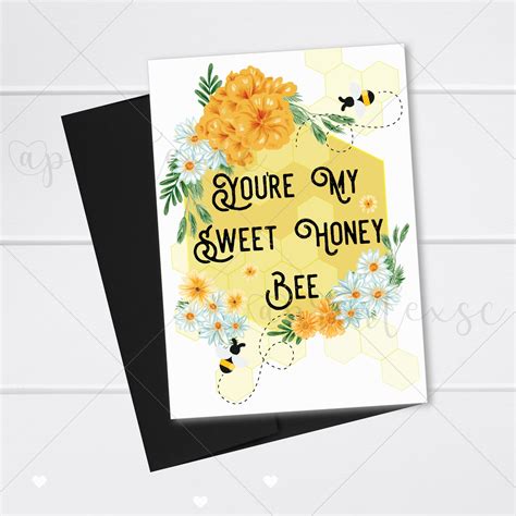 Youre My Sweet Honey Bee Honey Comb And Bee Styled Valentines Day Card