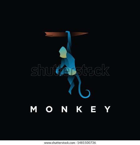 Geometric Blue Monkey Logo Design Vector Stock Vector (Royalty Free ...