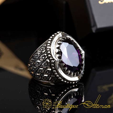 Zultania Oval Hand Engraved Silver Ring Boutique Ottoman Exclusive