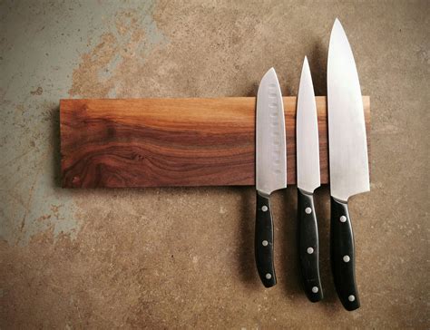 14 Inch Magnetic Walnut Knife Holder - Wooden Magnetic Knife Rack ...