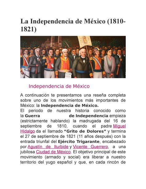 Fases E Historia De La Independencia De M Xico La Independencia De