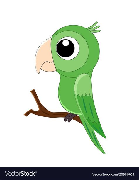 Cute Cartoon Parrot Isolated Vector Image On Vectorstock In 2023