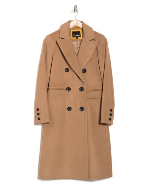 Sam Edelman Reefer Double Breasted Wool Blend Coat In Camel At Nordstrom Rack In Natural Lyst