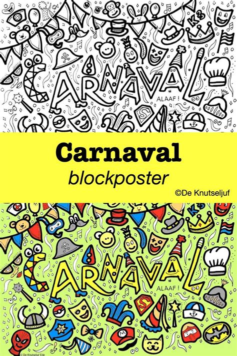 Block Poster Carnaval Kleurplaat Voor Personen Blockposter Kleurplaten