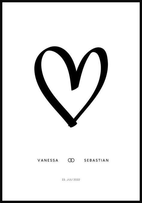 Hochzeitsposter Mit Herz And Namen Online Bestellen Paperly