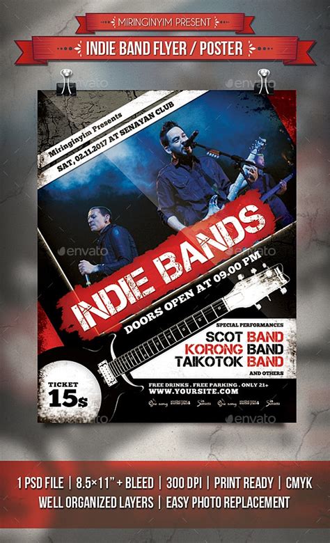 Indie Band Flyer Poster Print Templates Graphicriver