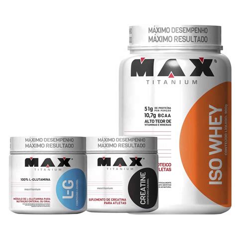 Kit Iso Whey Creatine Glutamina Max Titanium Submarino